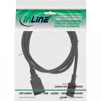 InLine Stromadapterkabel, IEC-60320 C20 auf C13, 3x1,5mm², max. 10A, 3m