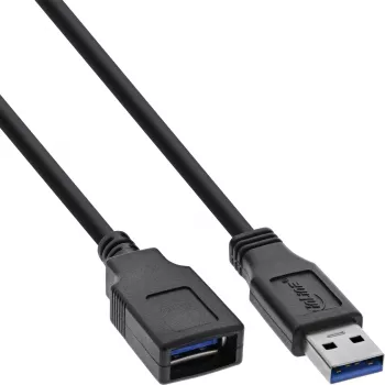 InLine USB 3.2 Gen.1 Kabel Typ-A Stecker / Typ-A Buchse, schwarz, 5 m
