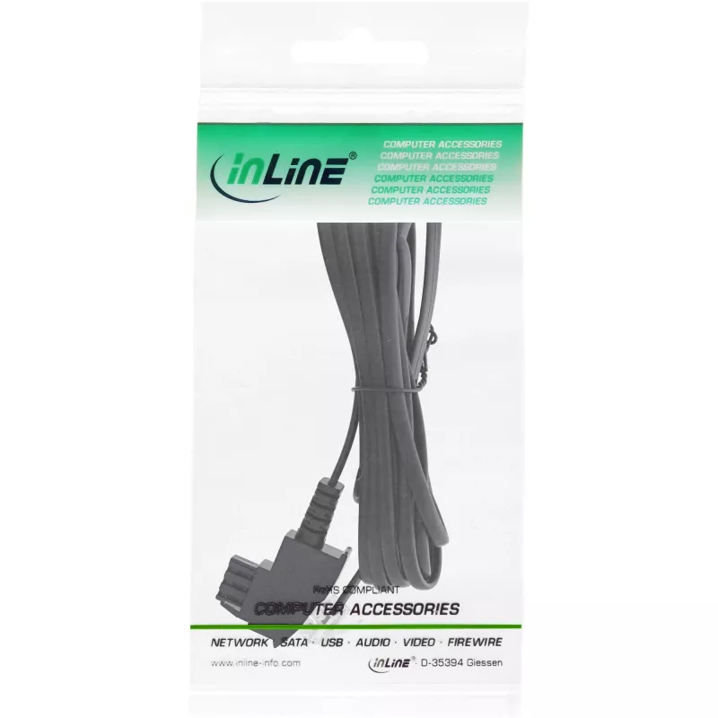 Netzwerkkabel InLine ADSL-Splitter-Kabel TAE-F 6P2C DEC Stecker 20 m Schwarz