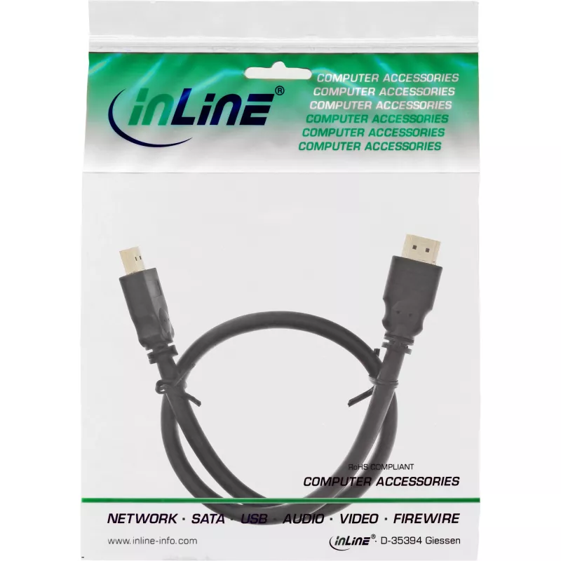 InLine HDMI-Kabel, High Speed HDMI-Kabel, M/M, schwarz, vergoldete Kontakte, 15 m
