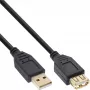 InLine USB 2.0 Verlängerungskabel Typ-A Stecker/Buchse, vergoldet, schwarz, 3m