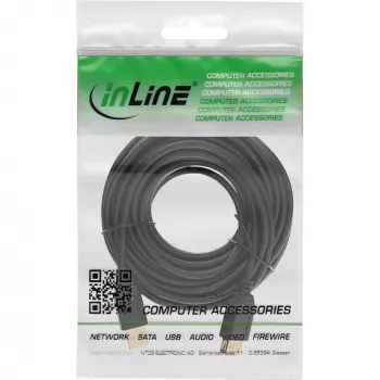 InLine USB 2.0 Verlängerungskabel Typ-A Stecker/Buchse, vergoldet, schwarz, 3m