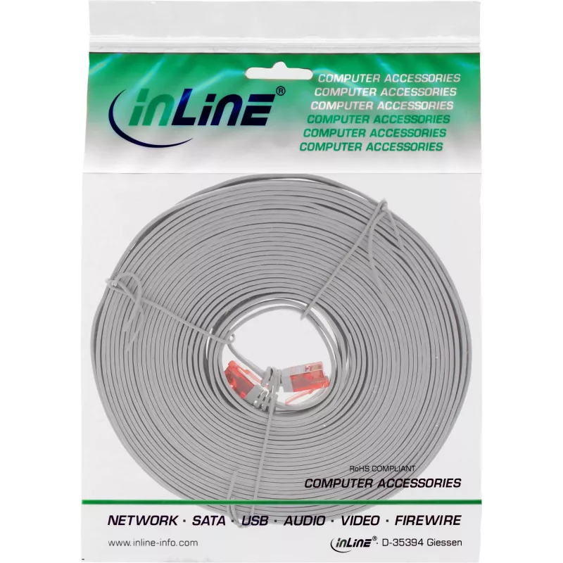 InLine Flaches Ultraslim Patchkabel U/UTP Cat.6 Gigabit-fähig grau 7 m