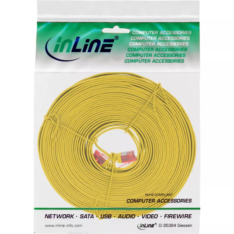 InLine Flaches Ultraslim Patchkabel U/UTP Cat.6 Gigabit-fähig gelb 7 m