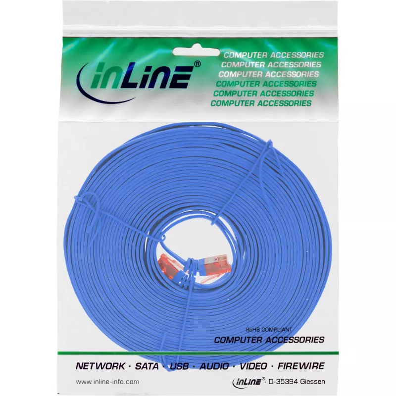 InLine Flaches Ultraflach-Patchkabel U/UTP Cat.6 Gigabit-fähig blau 15 m