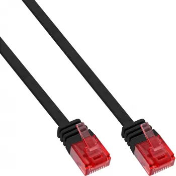 InLine Flaches Ultraflach-Patchkabel U/UTP Cat.6 Gigabit-fähig schwarz 15 m
