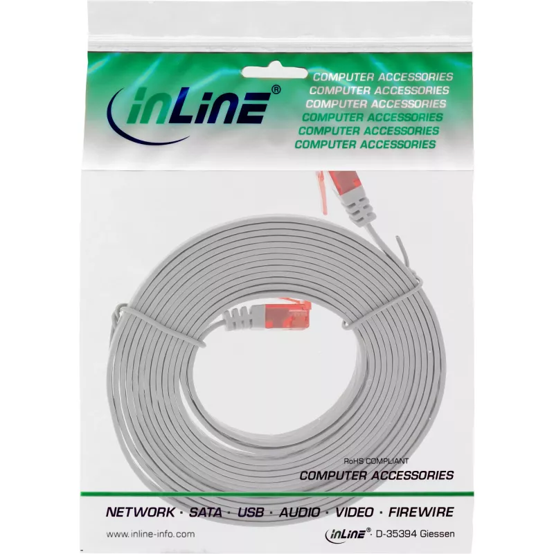 InLine Flaches Ultraslim Patchkabel U/UTP Cat.6 Gigabit-fähig grau 1m