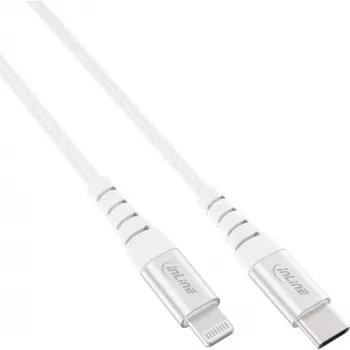 InLine USB-C Lightning Kabel, für iPad, iPhone, iPod, silber/Aluminium, 1m