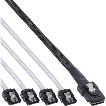 InLine SAS-Kabel Mini SAS SFF8087 auf 4x SATA direkt OCR 1m