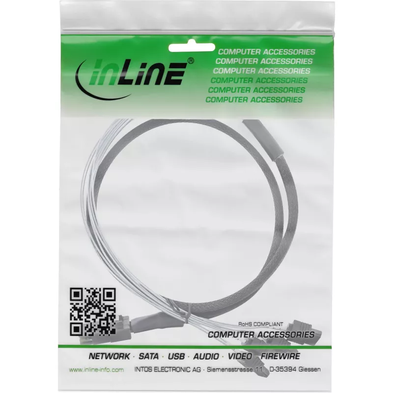 InLine SAS-Kabel Mini SAS SFF8087 auf 4x SATA direkt OCR 1m