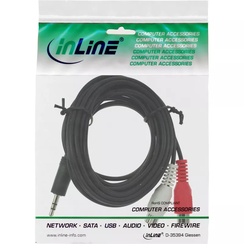 Audiokabel 2x Cinch-Buchse InLine 89941 3,5 mm Stereo-Stecker 2 m
