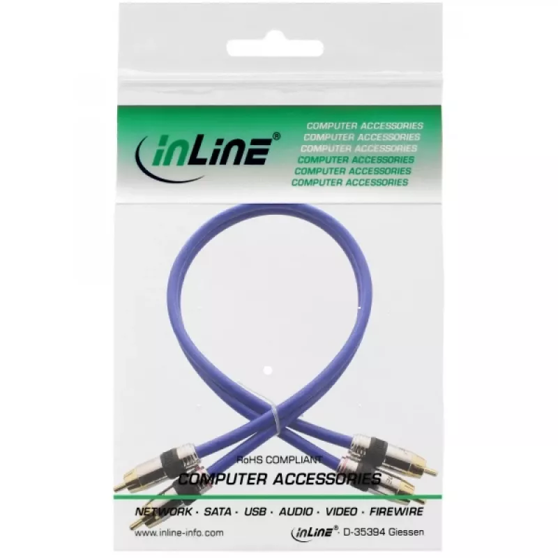 InLine Premium RCA Audiokabel 2x RCA Stecker / Stecker vergoldet 3m