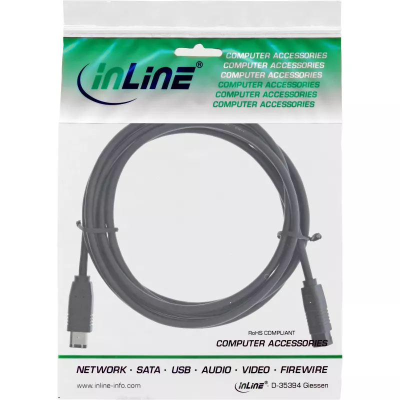 InLine FireWire 400-auf-800 1394b Kabel 6/9 Pin Stecker 2m