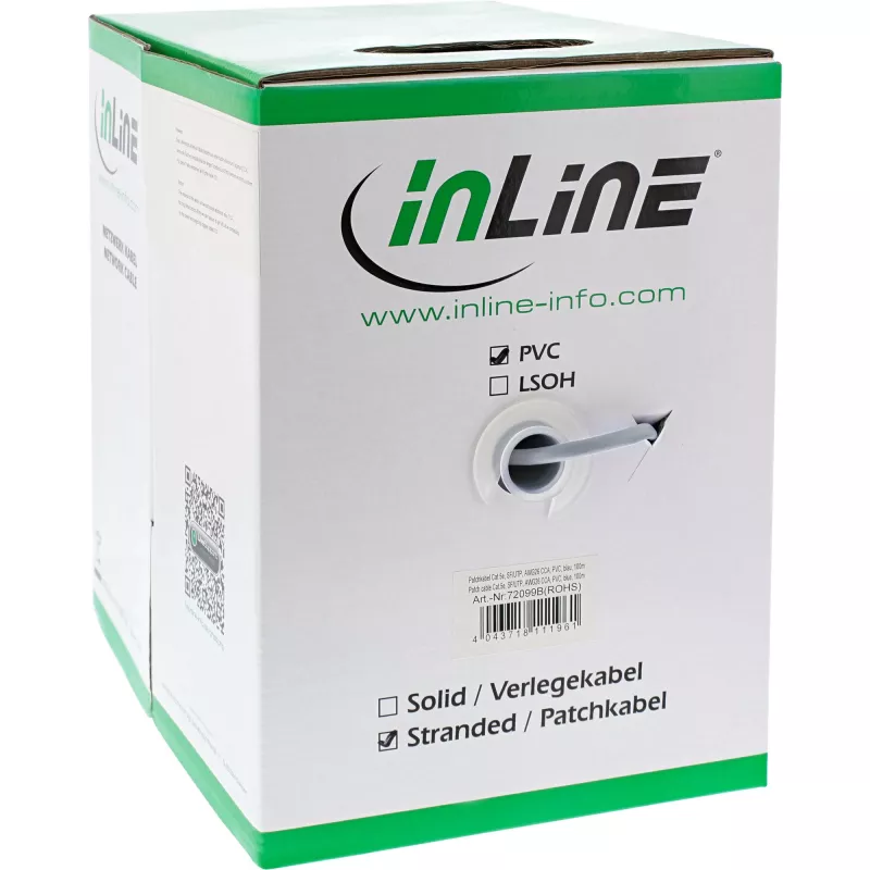 InLine Patchkabel SF/UTP Cat.5e AWG26 CCA PVC grau 100m