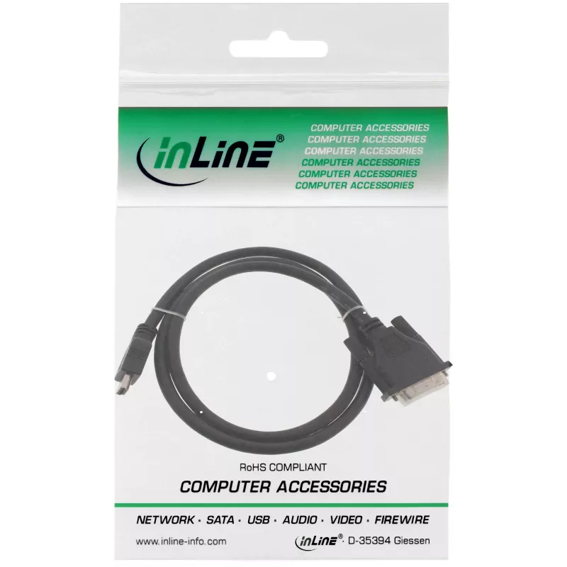 InLine HDMI-DVI-Kabel HDMI-Stecker / DVI-Stecker 18+1 schwarz 5m