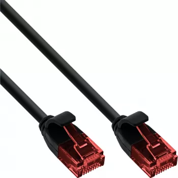 InLine schlank Patchkabel, U/UTP, Cat.6, schwarz, 7,5m