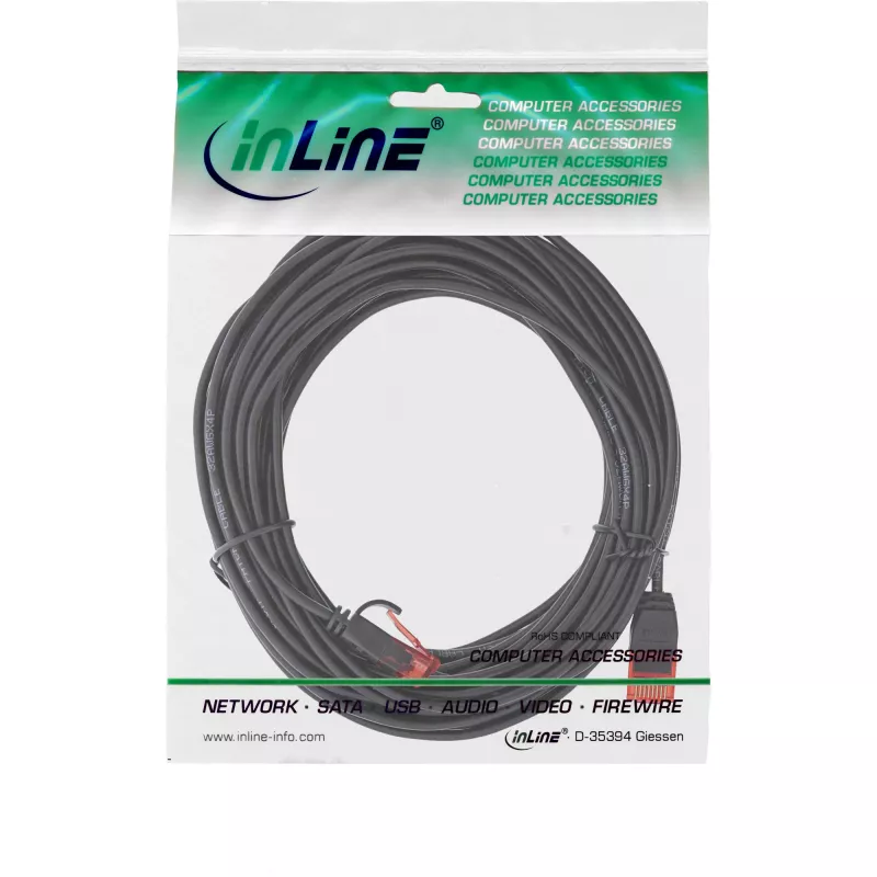 InLine schlank Patchkabel, U/UTP, Cat.6, schwarz, 10m