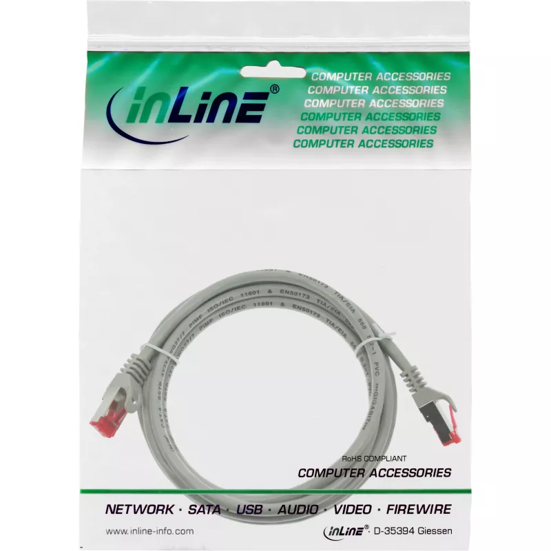 InLine Patchkabel S/FTP PiMF Cat.6 250MHz PVC Kupfer grau 0,5m