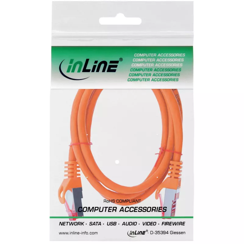InLine Patchkabel S/FTP PiMF Cat.6 250MHz PVC Kupfer orange 1m