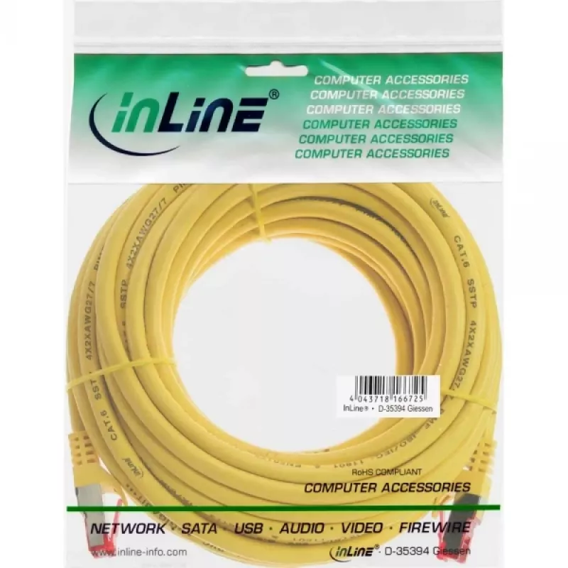 InLine Patchkabel S/FTP PiMF Cat.6 250MHz PVC Kupfer gelb 15m