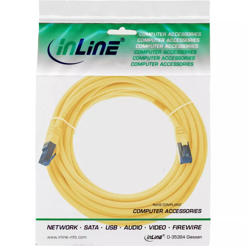 InLine Patchkabel S/FTP PiMF Cat.6A halogenfrei 500MHz gelb 15m