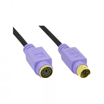 InLine PS/2-Kabel, , M/F, schwarz/lila, vergoldete Kontakte, 2 m