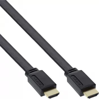 InLine HDMI Flachkabel High Speed Kabel mit Ethernet vergoldet schwarz 10m
