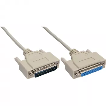 InLine serielles Kabel, vergossen, DB25 Stecker / Buchse, direkt, grau, 20 m