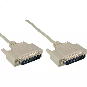 InLine serielles Kabel, vergossen, DB25 Stecker auf Stecker, direkt, grau, 10 m