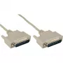 InLine serielles Kabel, vergossen, DB25 Stecker auf Stecker, direkt, grau, 10 m