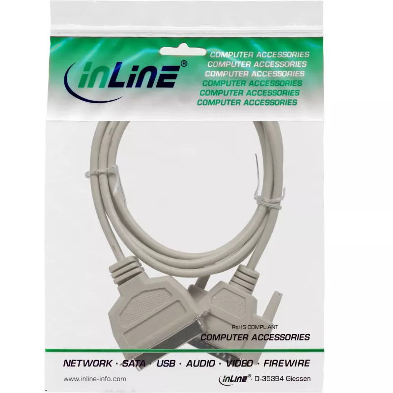 InLine Druckerkabel bidirektional 25-pol. D-Sub auf 36-pol. Centronics 2 m