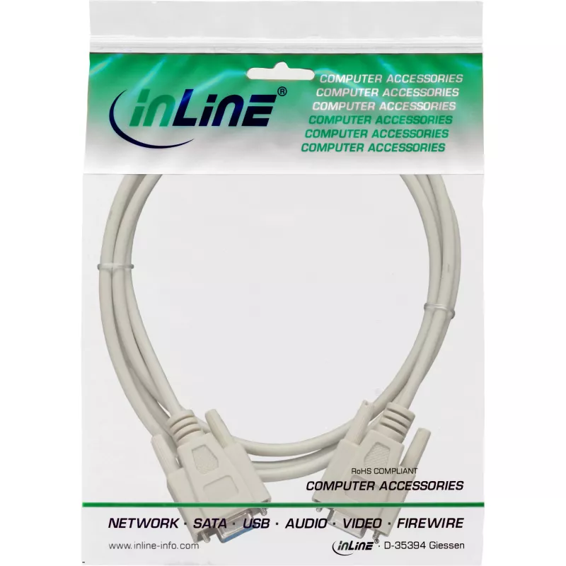 InLine serielles Kabel DB9 Buchse / Buchse direkt 3 m