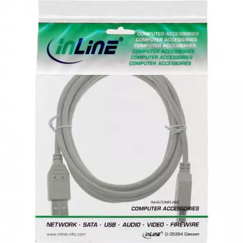 InLine USB 2.0 Verlängerungskabel Typ A Stecker / Buchse, beige, 0,5m