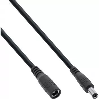 InLine DC-Verlängerungskabel, DC-Stecker/Buchse 5,5x2,1 mm, AWG 18, schwarz 1 m