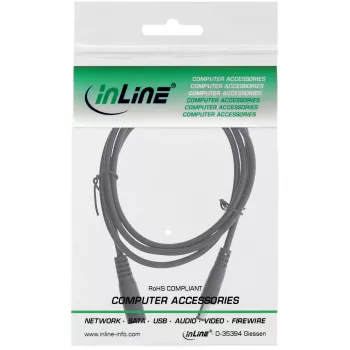 InLine DC-Verlängerungskabel, DC-Stecker/Buchse 5,5x2,1mm, AWG 18, schwarz 0,5m