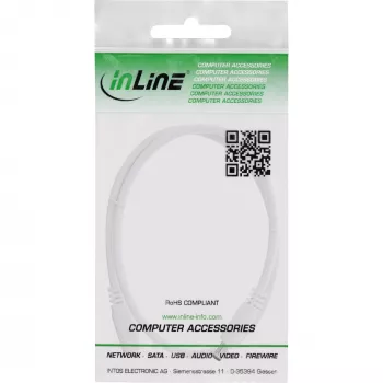 InLine DC-Verlängerungskabel, DC-Stecker/Buchse 5,5x2,5mm, AWG 18, weiß 2m