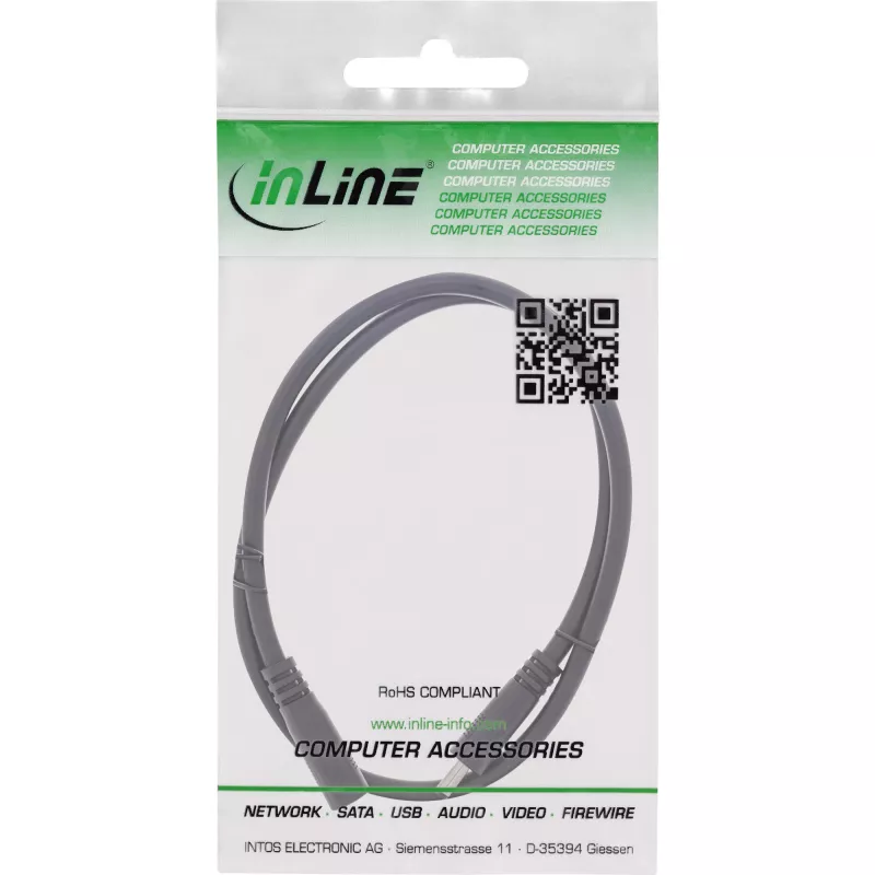 InLine DC-Verlängerungskabel, DC Stecker/Buchse 3,5x1,35mm, AWG 18, schwarz 0,5m
