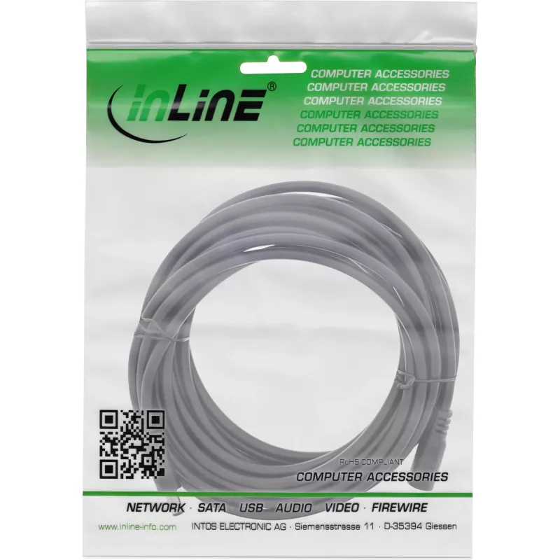 InLine DC-Verlängerungskabel, DC-Stecker/Buchse 5,5x2,1mm, AWG 18, schwarz 3m