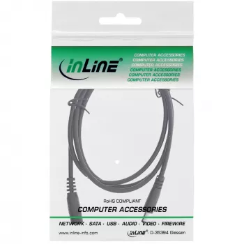 InLine DC-Verlängerungskabel, DC-Stecker/Buchse 4,0x1,7mm, AWG 18, schwarz 1m