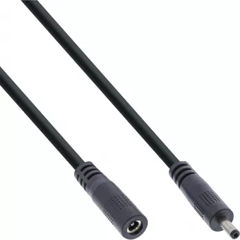 InLine DC-Verlängerungskabel, DC-Stecker/Buchse 3,5x1,35mm, AWG 18, schwarz 3m