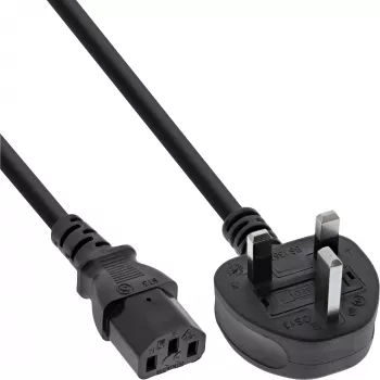 InLine Netzkabel England Stecker / 3-polig IEC C13 Stecker 3m 250V 13A