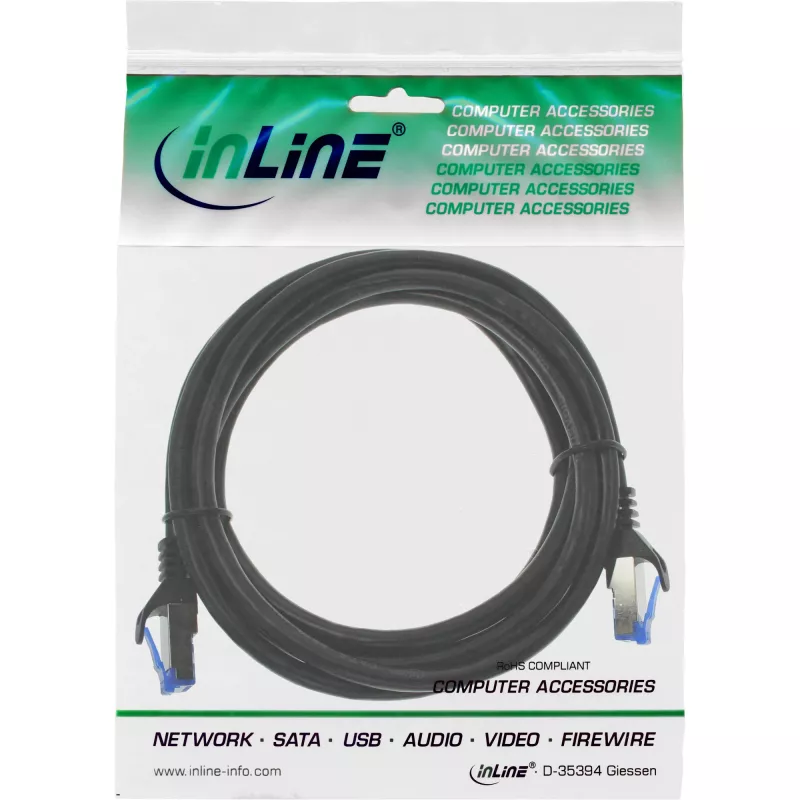 InLine Patchkabel, Cat.6A, S/FTP, PE outdoor, schwarz, 1,5 m