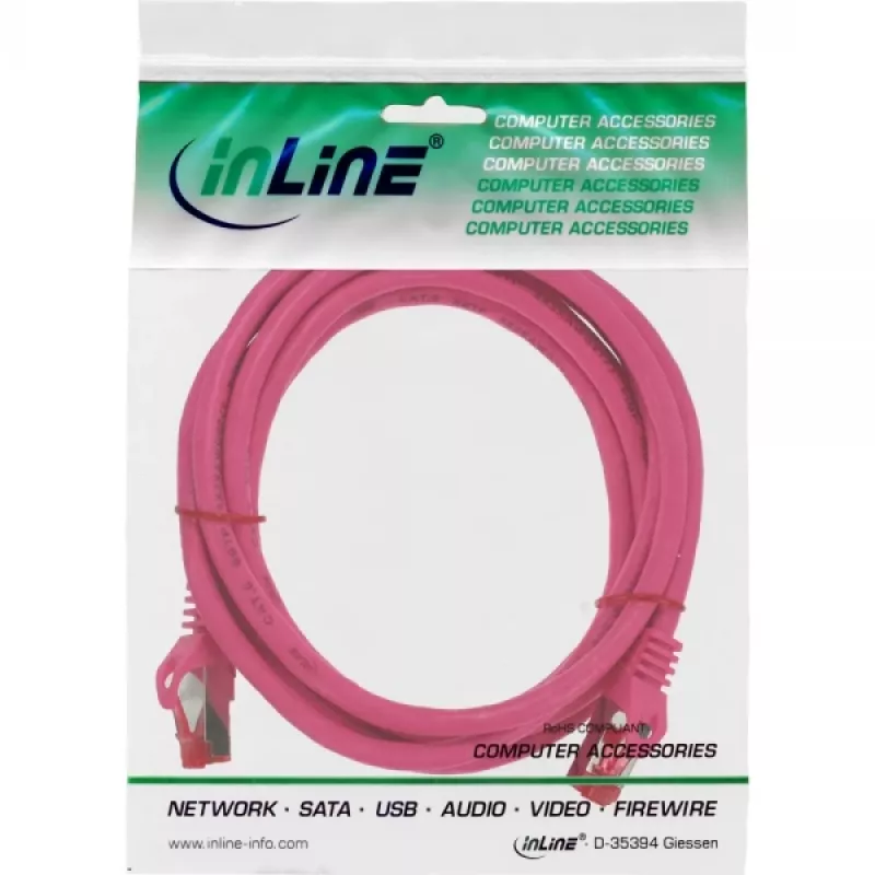 InLine Patchkabel S/FTP PiMF Cat.6 250MHz PVC Kupfer rosa 2m