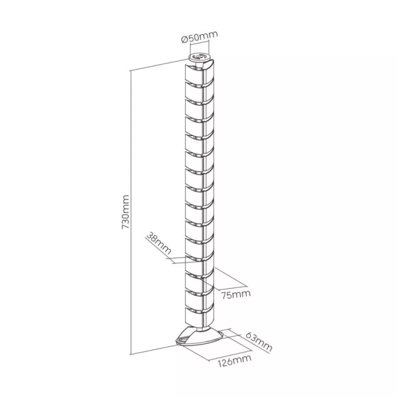 Kabelkanal, InLine 59997C flexibler vertikaler Tischkanal, 2 Kammern, 0,80 m, weiß