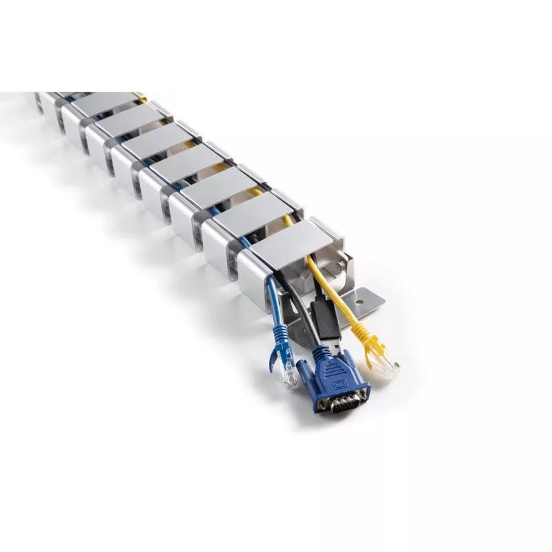InLine 59996B flexibler Kabelkanal für höhenverstellbare Tische, 4 Kammern, 68x36 mm, 1,28 m, grau