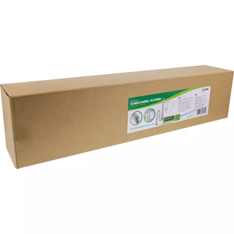 InLine 59996B flexibler Kabelkanal für höhenverstellbare Tische, 4 Kammern, 68x36 mm, 1,28 m, grau