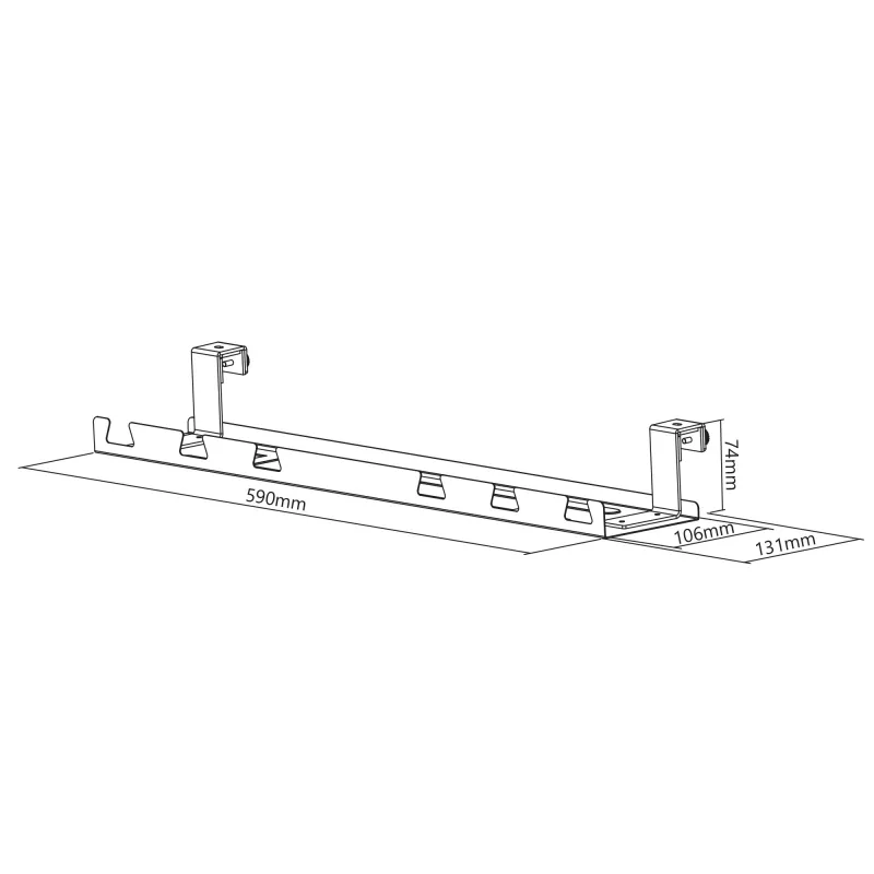 Kabelkanal/Ablage für Untertischmontage InLine 131×590×74 mm, weiß