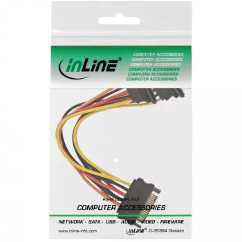 InLine SATA Strom Y-Kabel SATA-Buchse / 2x SATA-Stecker mit Verriegelung 0,30 m