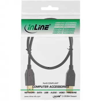 InLine USB 2.0 Kabel, AM/AM, schwarz, goldbeschichtete Kontakte, 1 m