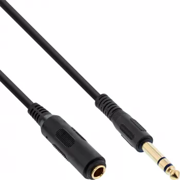 InLine Kopfhörer-Verlängerungskabel 6,3mm Stereo Stecker/Buchse, vergoldet, schwarz, 2m